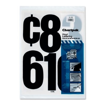 Chartpak Chartpak Vinyl Numbers, Adhesive, 21 Numbers, 6", Black 1198